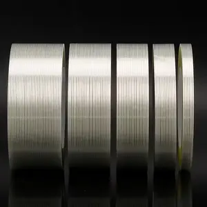 Single Side Clear Striped Fiberglass Tape 50M, High Strength Vertical Fiberglass Tape, High Temp No Residue Heavy Duty Adhesive Tape for Appliance,Carton,Pallet,Pipe,Battery Fixing,Waterproof Wear Resistant Transparent Tape 5/10/15/30/50mm