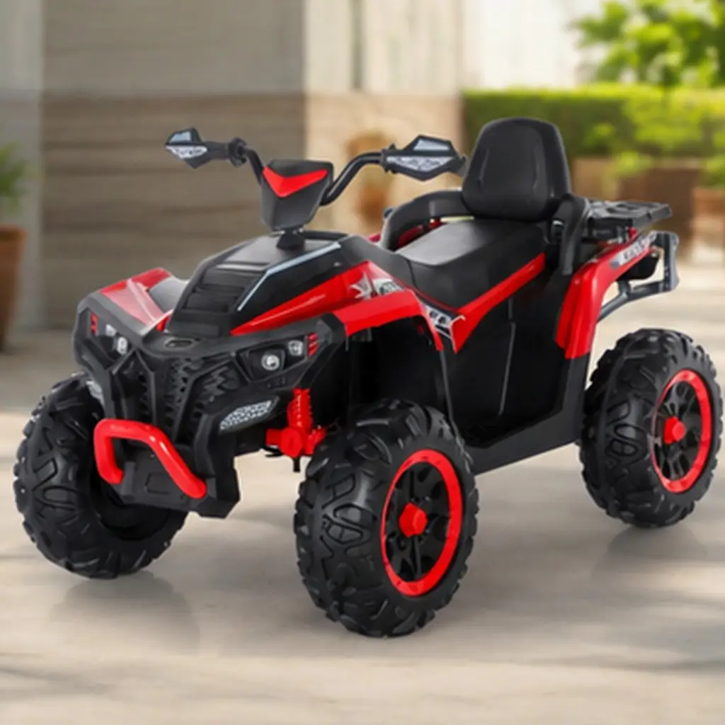 ARCH 24V 4WD Kids Electric ATV Ride On Toy, 2-Seater Four Wheeler Quad for Big Kids 4-8, 4x200W Motor 6MPH Max Speed, Bluetooth, EVA Foam Tires, Spring Suspension, Red Iron+Plastic Outdoor Off-Road Vehicle, Red Color Options, Iron+Plastic Material