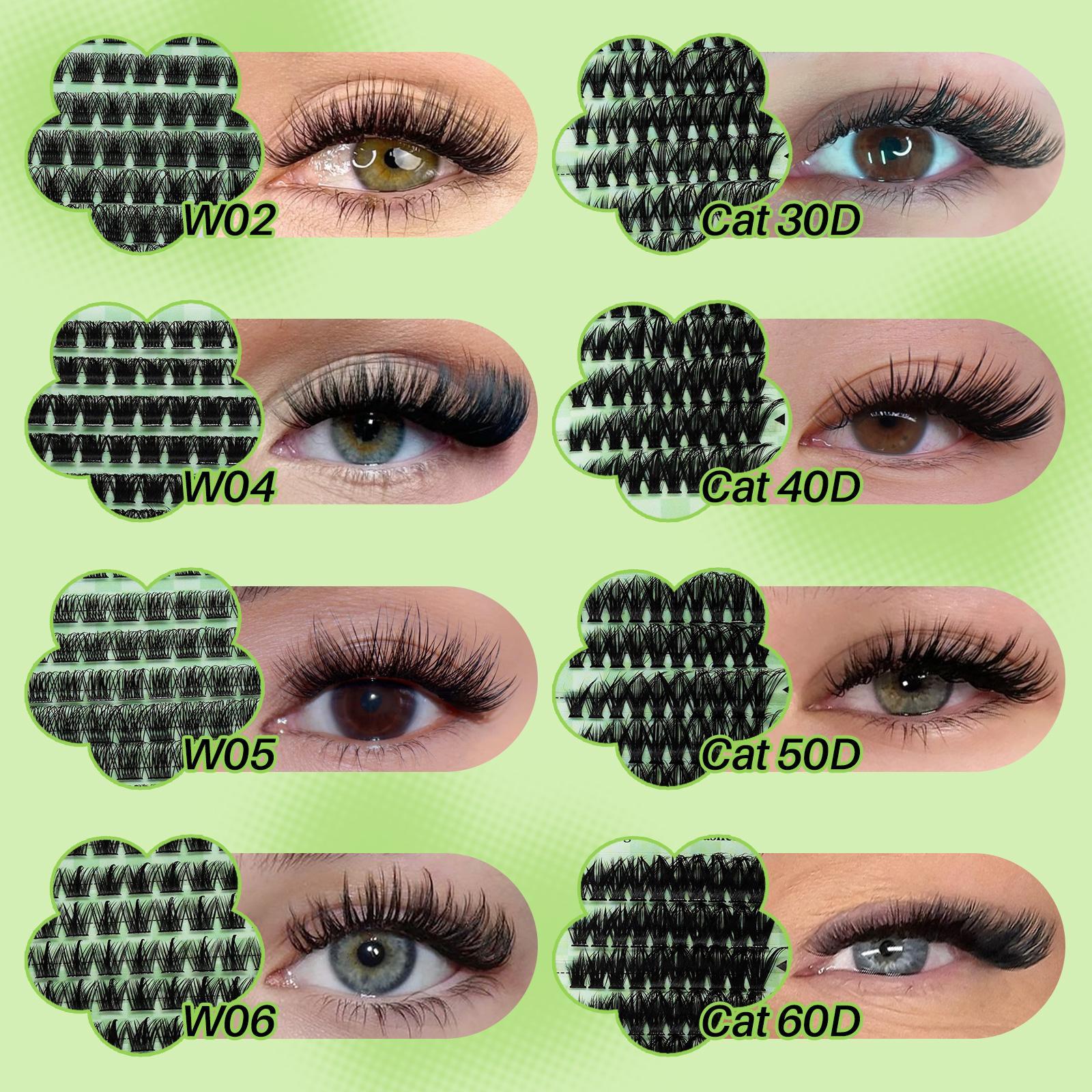 Individual False Eyelashes Kit, Eyelash Extension, 1 Set Mixed Length & Styles Lash Clusters with Lash Glue & Tweezers, Eye Makeup Enhancement Tool for Women, Cosmetic