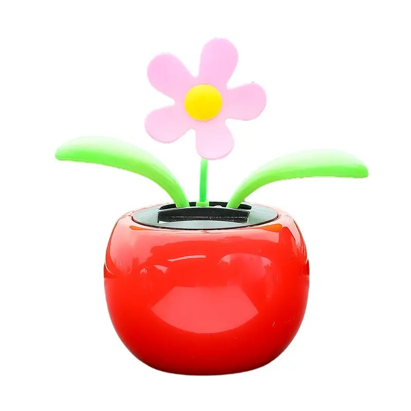 Creative Solar-Powered Car Ornament, Intelligent Sunflower Swinging Apple Flower, Car Interior Decorative Item, Automotive Decoration