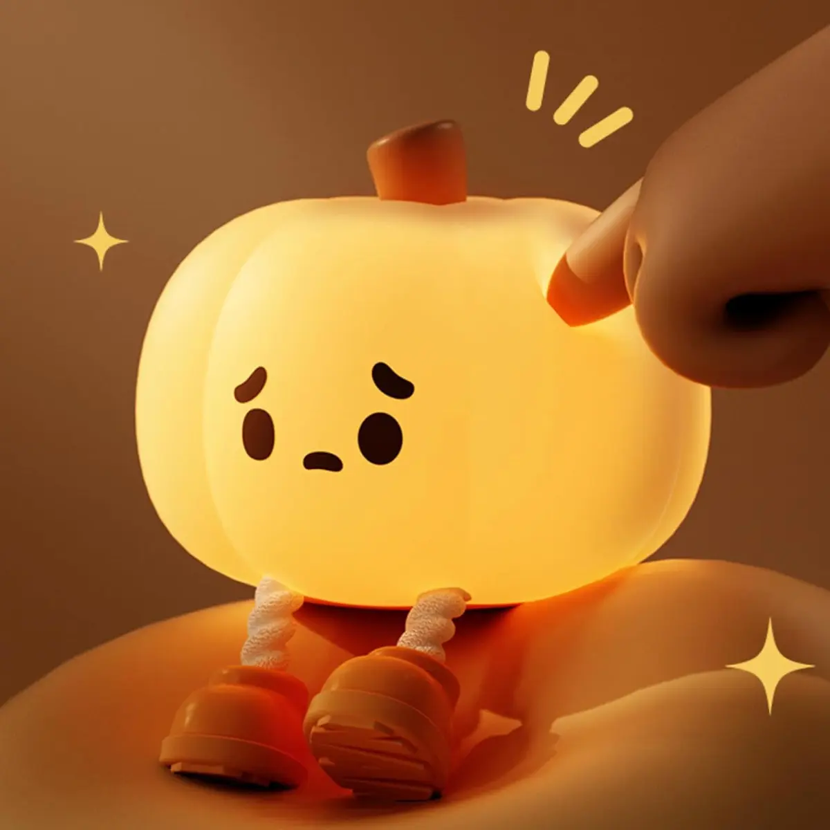 alloween Pumpkin Lamp, Home Decoration Nights Light, Mini Cute LED Pumpkin Lamp with 3 Level Dimmable, Nursery Nightlight for Kids, Silicone Rechargeable Bedside Touch Lamp, Halloween gifts