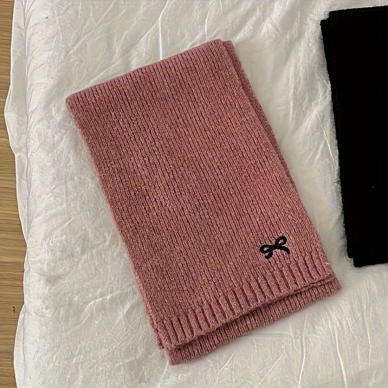 Winter Knit Scarf for & Youngsters - Soft Warm Necklace-like Scarf, Easy-Care (Hand/Dry Clean) - Cold Weather Accessory in Burgundy/Black/Beige/Gray/White/Pink/ - Perfect Gift for Girls & Boys, Winter Scarf, Bow Detailed Scarf, Thick Knit Texture