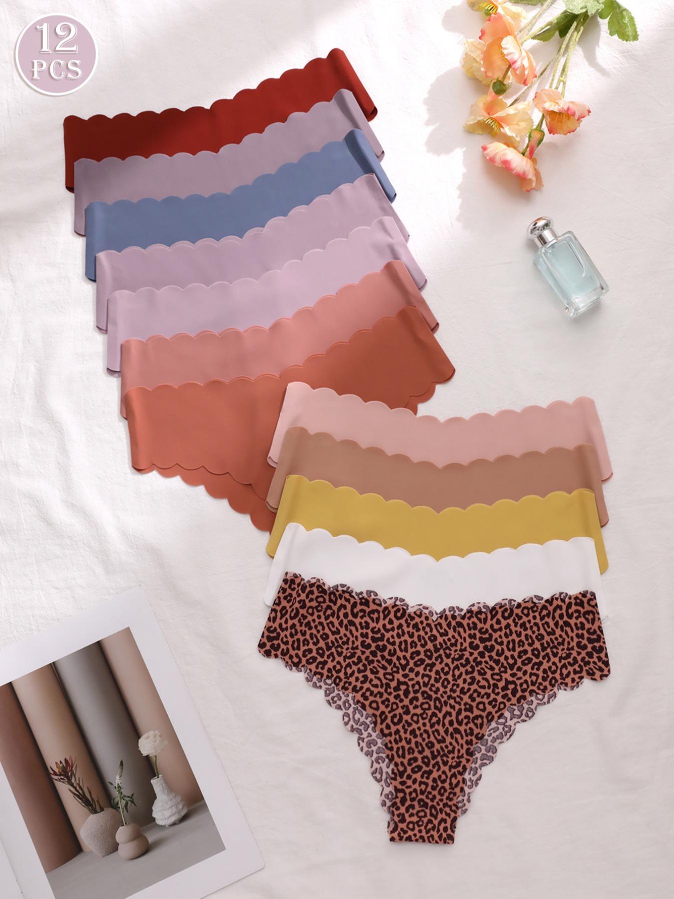 Women's Solid/leopard Print Panty, Soft Comfy Breathable Seamless Knicker for Daily Wear, Ladies Underwear for All Seasons, Fashion Comfy Underwear, Soft Stretch Panties