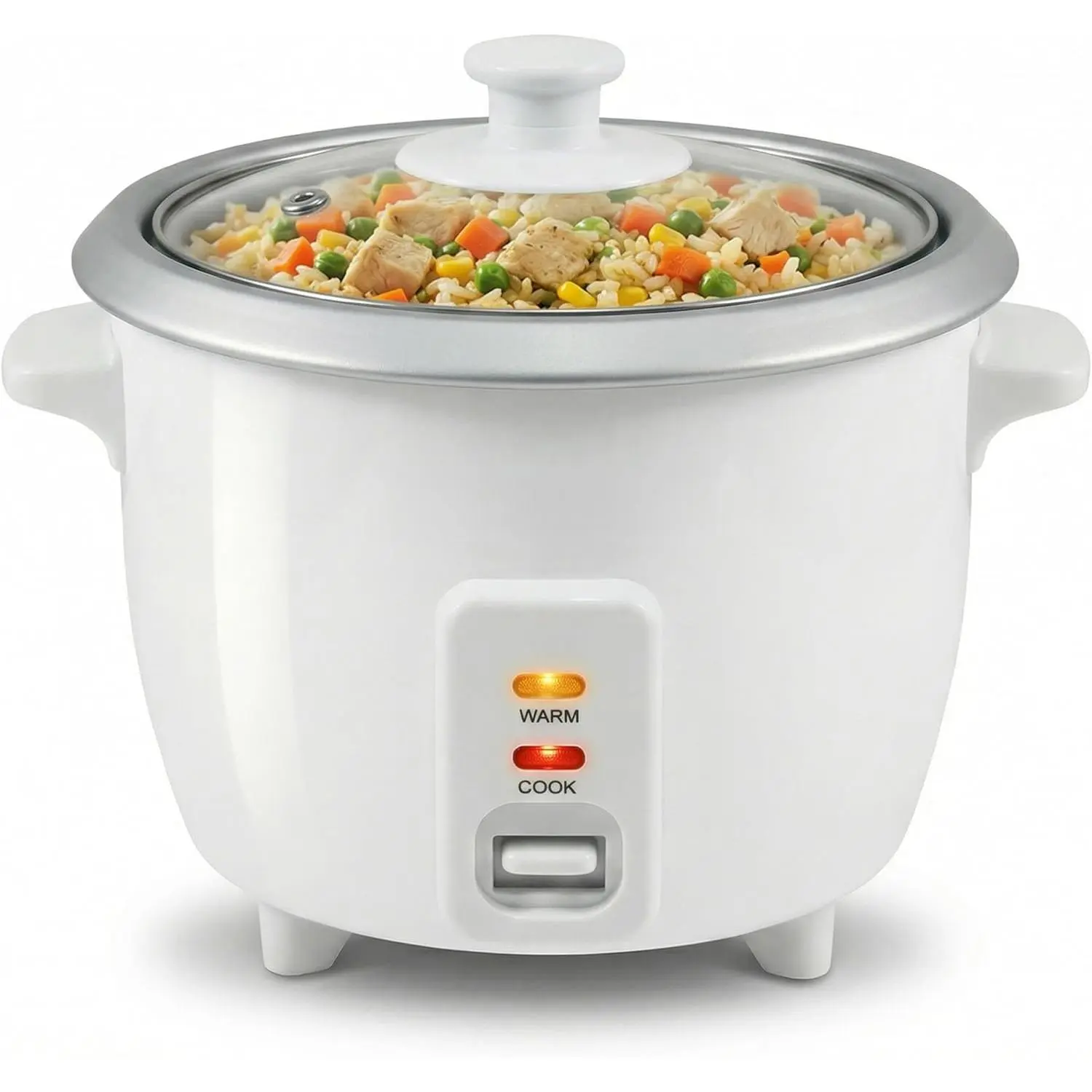 White Compact Electric Rice Cooker with Auto Keep Warm Function, 6 Cup Cooked (3 Cup Uncooked), Cooks Soups, Stews, Grains, Simple, Busy Homes