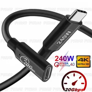USB-C Gen2.2 Extension Cable USB Type C 8K 20Gbps 240W 1M 2M Exten Cord USB C Male to Female Cable for Nintendo Switch MacBook