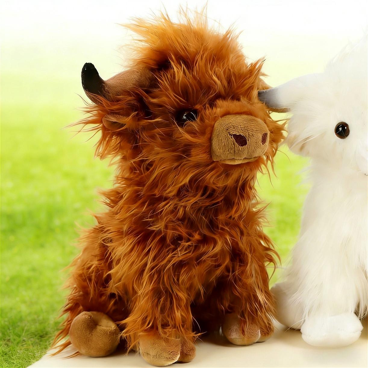 Kyloe Highland Cow Plush Toy, 25cm, Realistic Soft and Cute Farm Toy Plush Pillow, Stress Relief Toy, Anxiety Relief, Sensory Play, Children's and Adults' Room Decoration Gift, Birthday Gift, Halloween Gift