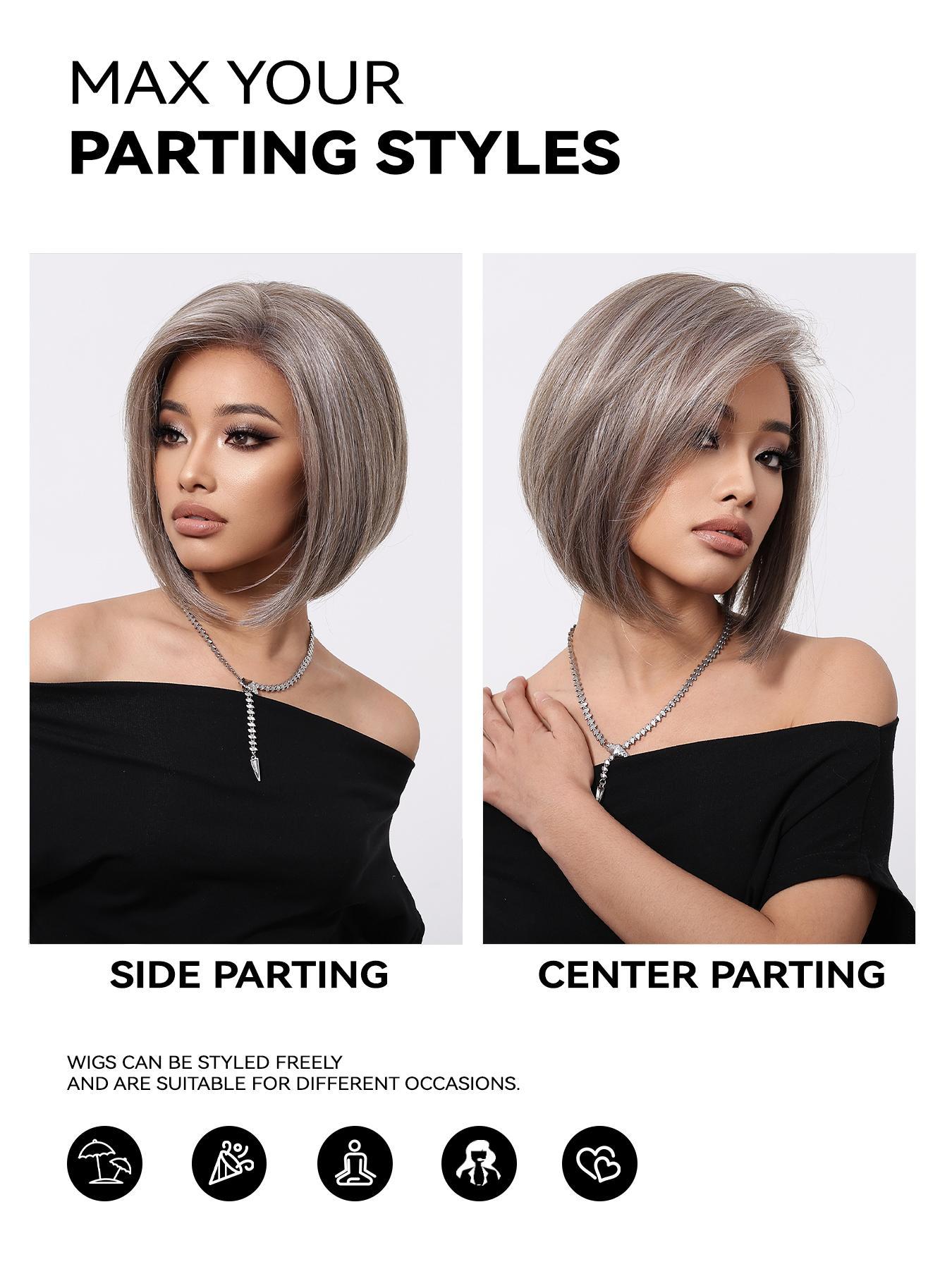 10 Inch Short Straight Bob Wig, Gorgeous Fluffy Wigs for Women, Synthetic Lace Front Wigs, Lace Frontal Wigs for Party, Daily Use