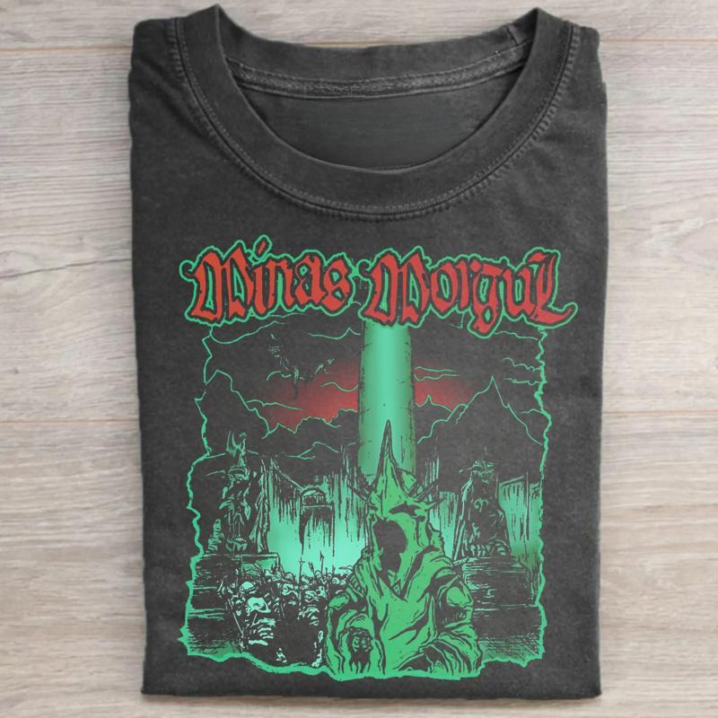 Minas Morgul Vintage Graphic T Shirt Nazgul Morgul King Lord of the Rings Movie Tee Ringwraiths Black Riders Cotton Crew Neck Short Sleeve Fantasy Streetwear Casual Trendy Middle Earth JRR Tolkien Inspired Fashion Top for Men Women Unisex Daily Wear Gift