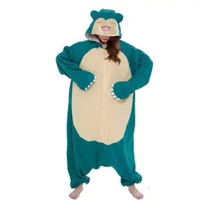 Smile Snorlax Onesie Kigurumi Cosplay Costume Cartoon Christmas Pajamas Fleece Women Full Body Anime