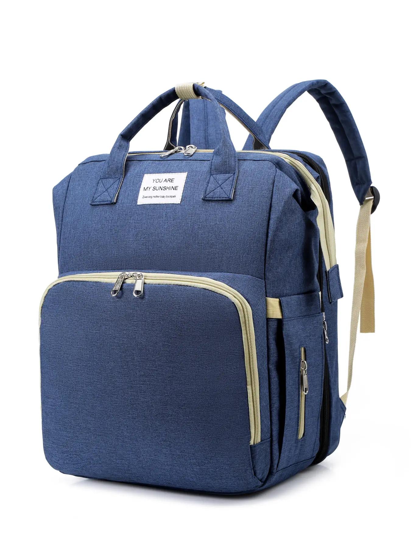 Casual Plain Color Large Capacity Zipper Backpack, Fashion Multi-functional Adjustable Strap Backpack for Women & Men, Casual Travel Backpack