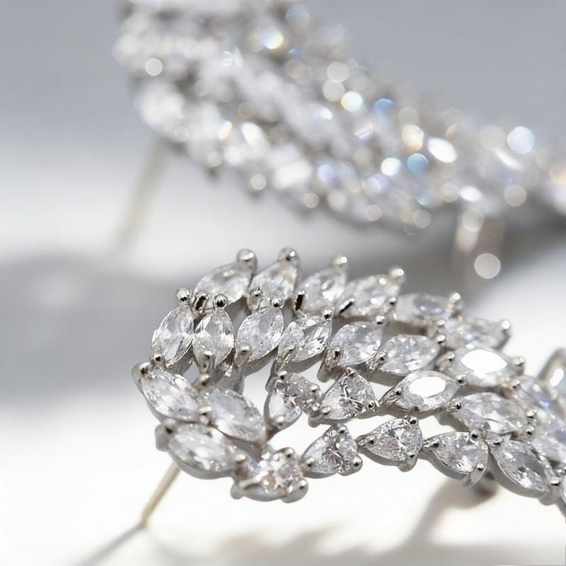 Sparkling Micro-Inlaid Cubic Zirconia Angel Wings Statement Earrings for Women - Bridal Wedding Jewelry, - Valentine’s Day Gift