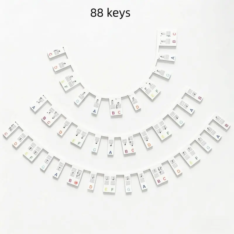 Beginner-Friendly Piano Keyboard Stickers, Large Letter and Note Labels, Removable Colorful Music Accessories for 88 Keys Includes Labels