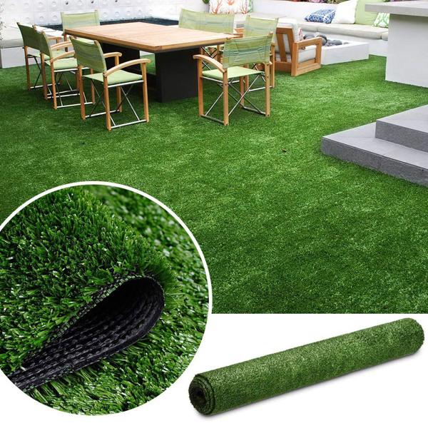 6x10 FT Artificial Grass Turf, 15mm Realistic Fake Grass Carpet with Drainage Holes, Durable Synthetic Lawn Rug for Dogs, Patio & Indoor Play