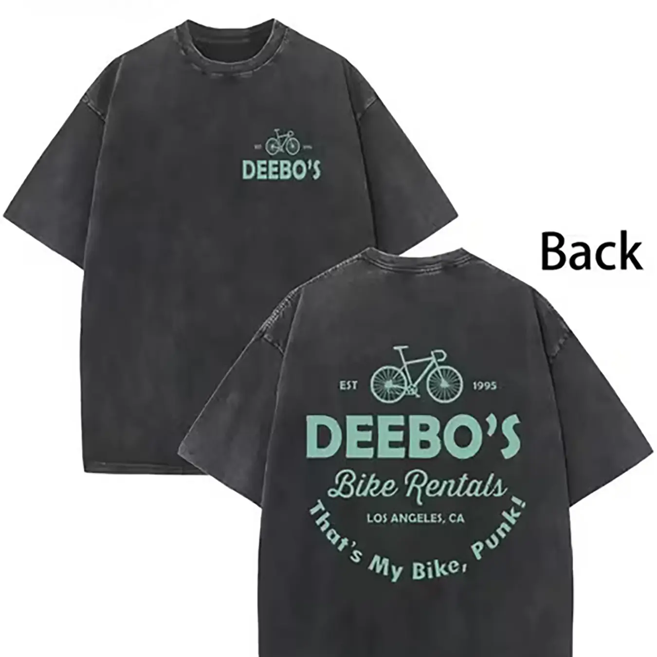 Harajuku Hip Hop Distressed Retro Bicycle T Shirt Deebo's Bike Rentals Bike Logo Front Slogan Graphic Soft Cotton Short Sleeve Crew Top Daily Campus Bar Streetwear Convention Summer Outfit