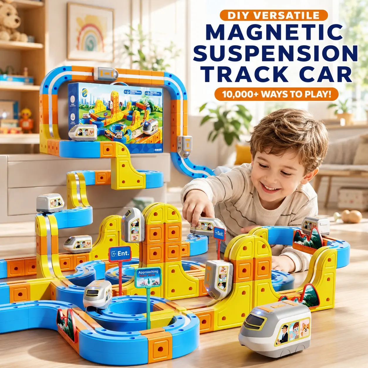 128-Piece Magnetic Levitation Train Set, DIY Build Kit, USB Charging, Stem Educational Toy, Ages 3+, Perfect Gift for Kids