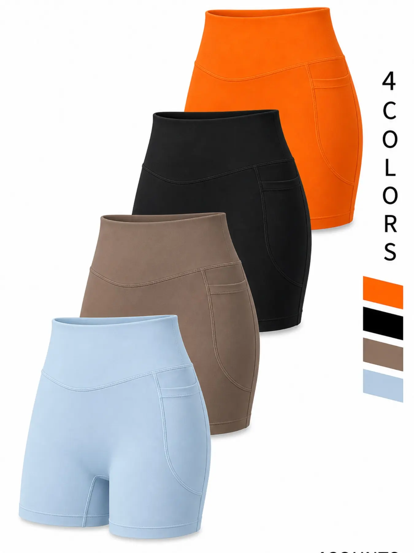 High Waisted Pocket Shorts for Women, 3" Athletic Workout Yoga Running Shorts, Non See-Through 4-Way Stretch Gym Biker Shorts with Pockets, Athleisure Gym Shorts
