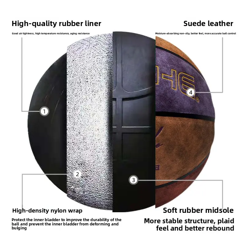 Flipping microfiber No. 7 basketball with laser soft leather, adolescent adult outdoor PU basketball game ball