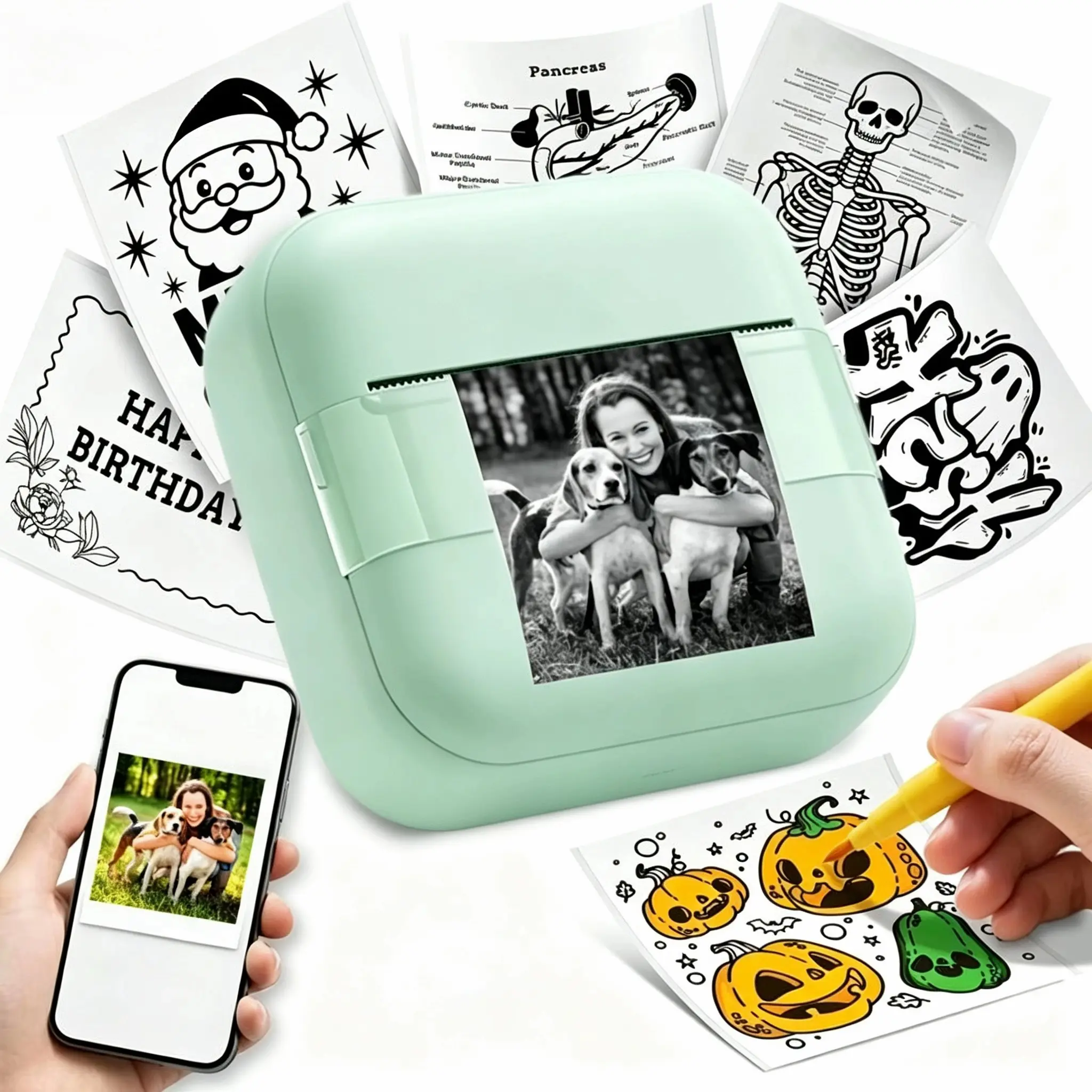 Mini Portable Thermal Bluetooth Printer Set, Print Photos Labels To-Do Lists, USB PD Charging, X18 Model