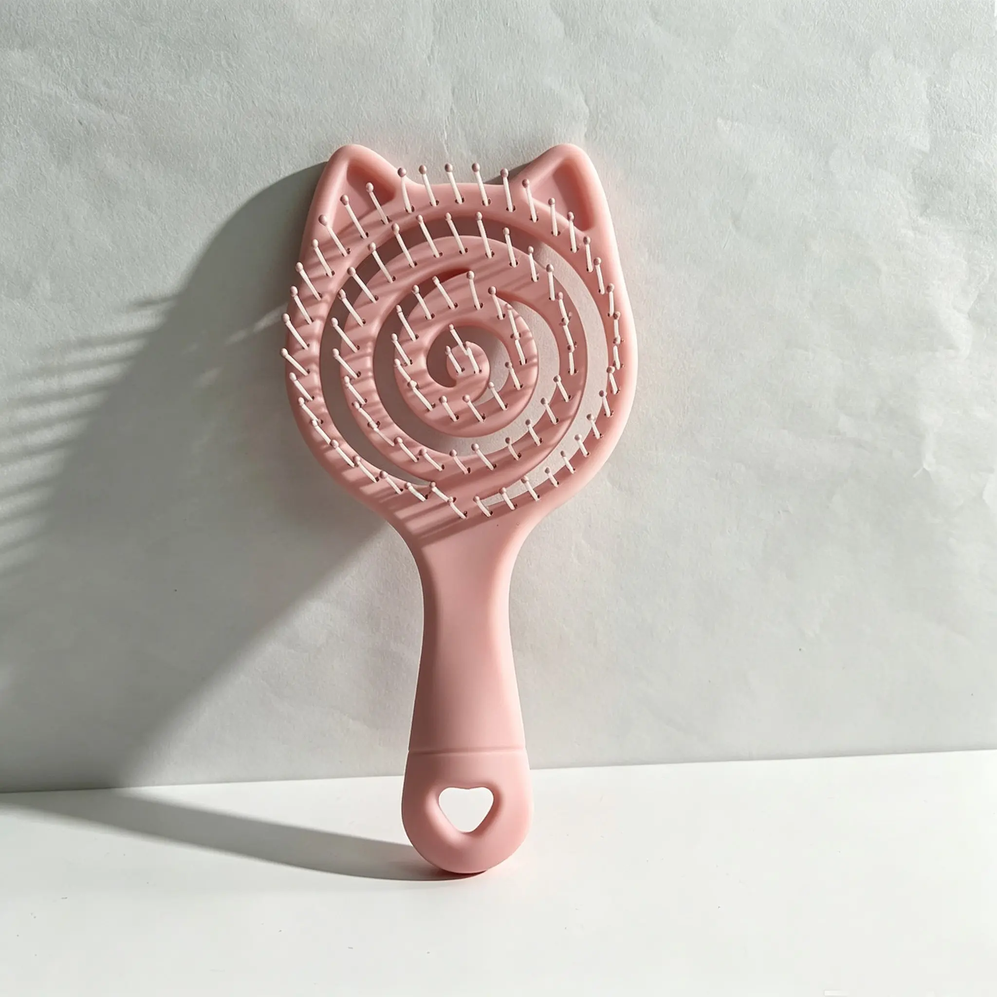 1/20Pcs Mini Cat Shape Detangling Hairbrush, Portable Travel Scalp Massager, Nylon Bristles, ABS Handle, Wet/Dry Use, Hollow Styling Comb, Detangle Brush, Detangler Comb