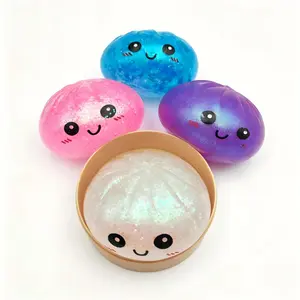 Glitter Dumpling Squishy Stress Relief Toy, Soft TPR Material, Cute Steamer Box Packaging, Summervibes Gift for Kids & Anime Fans