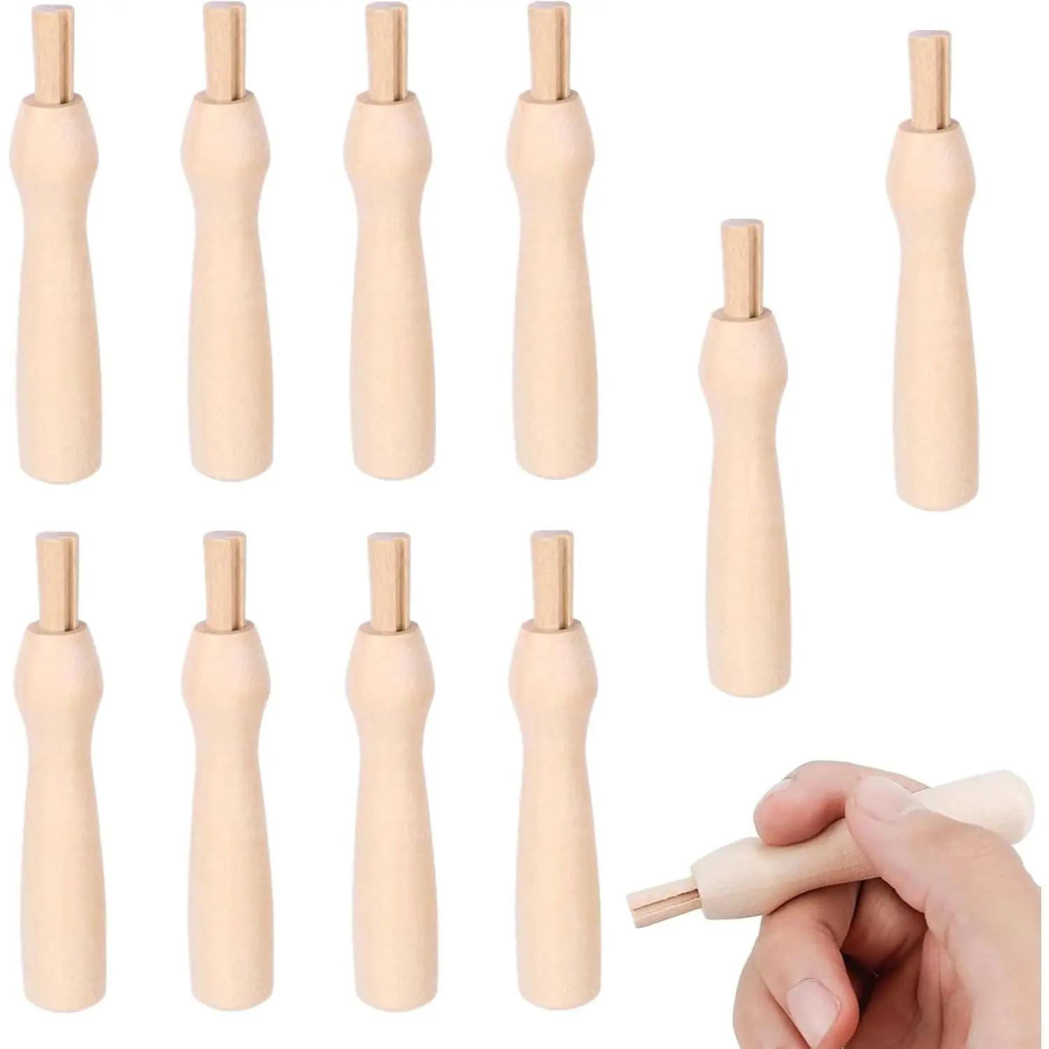 10 PCS Wooden Poking Felting Needle Pen Needle Felting Tools Punch Needle Holder Cross Stitch Felting Needle Handles