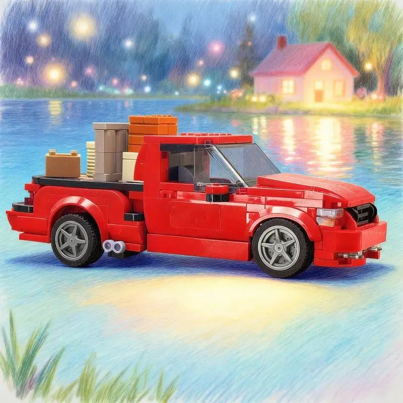 MOC Fast Furious Brian's Built Tough Red F-150 Lightning 283PCS Truck Model Building Blocks Christmas Gift Toy Idea