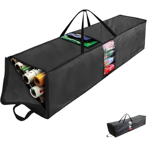 Wrapping Paper Storage Bag, 41" Gift Wrapping Organizer Storage for Paper Rolls up to 30 Rolls, Heavy Duty Waterproof Gift Wrap Container with PVC & Side Pocket & Handles & Zipper