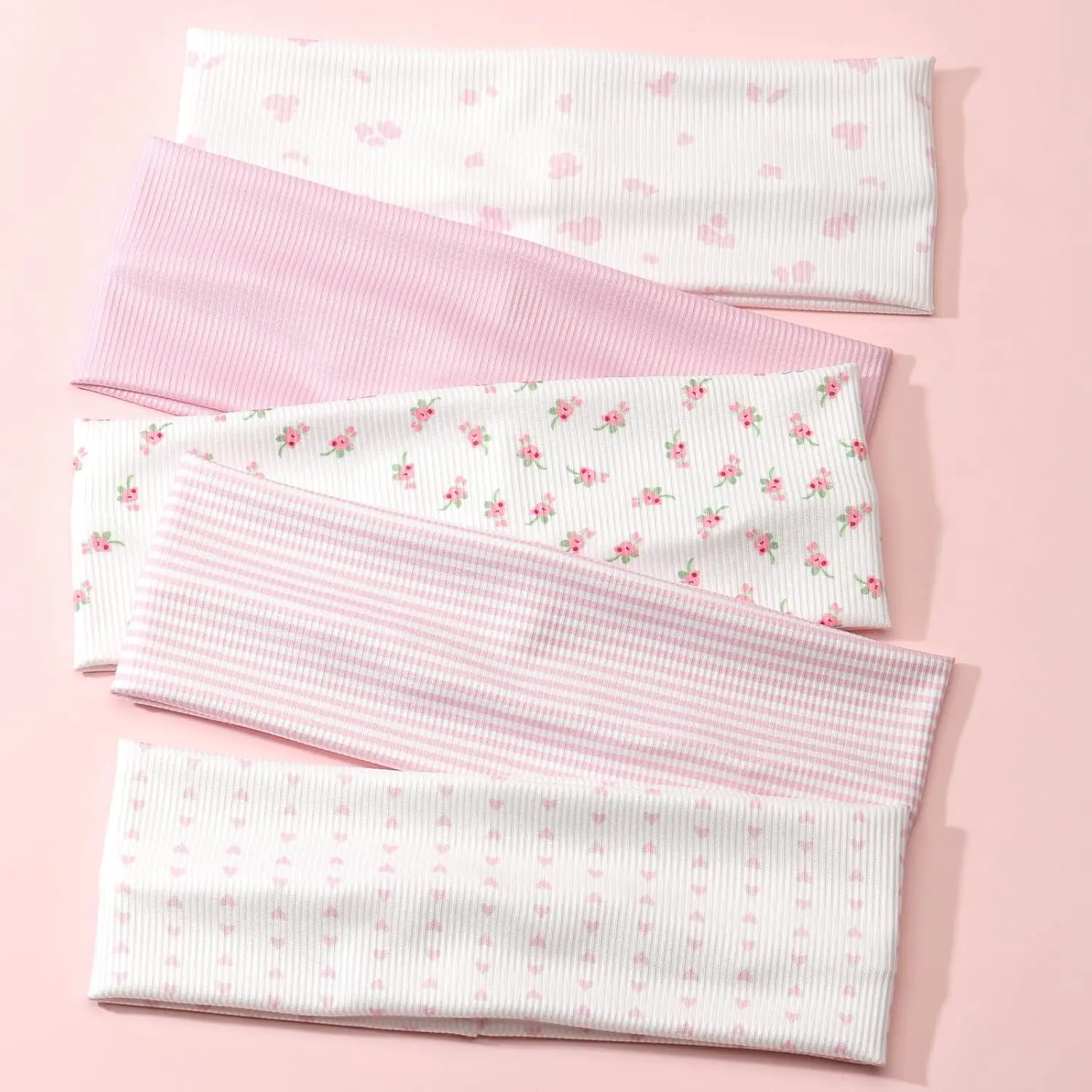 5 Pack Floral Headband for Women - Non Slip Elastic Floral Hairbands, Stocking Stuffers Soft Fabric Hair Bands for Yoga Workouts, Breathable  Bands for Hairstyles & Outfits