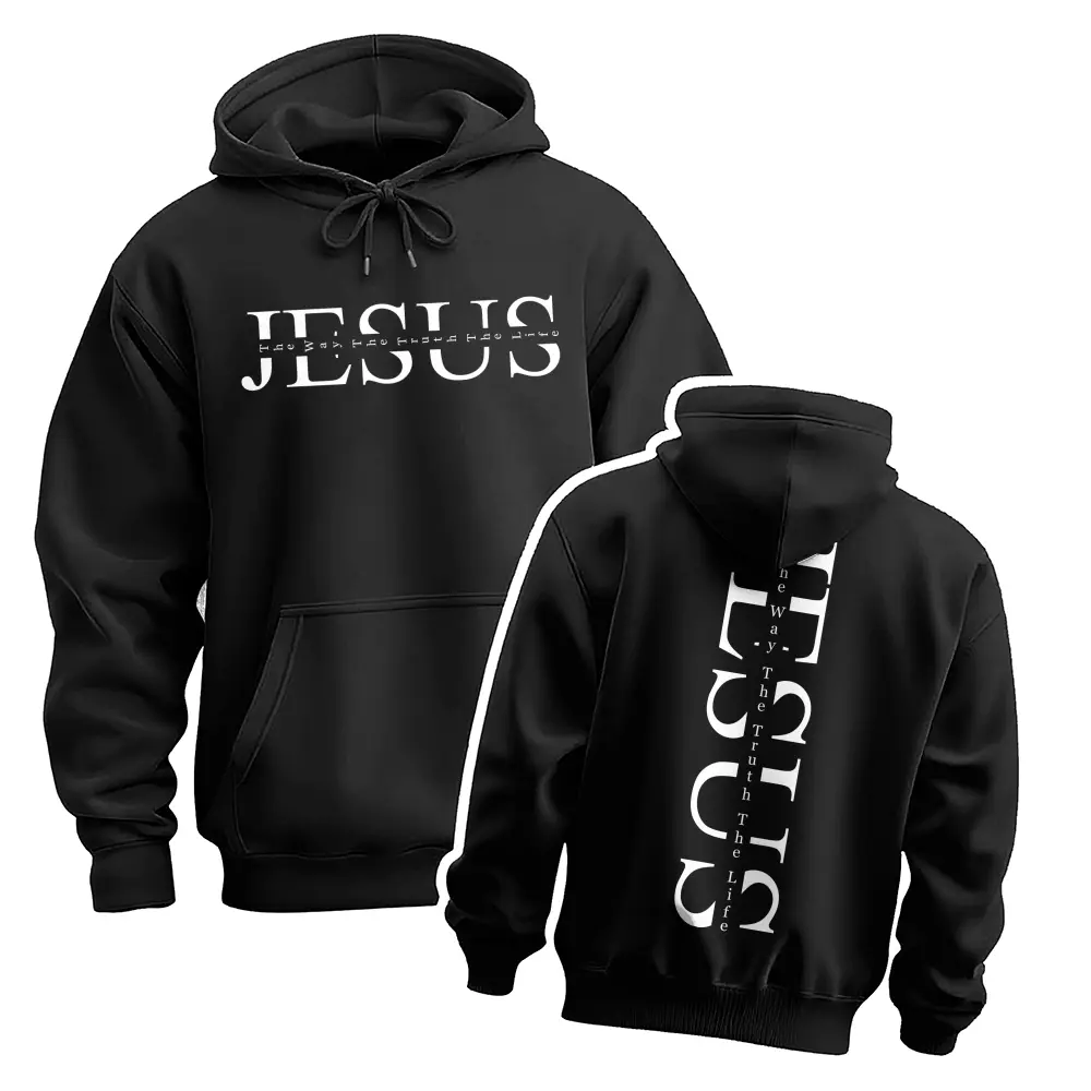 Men’s Jesus Graphic Print Oversized Hoodie Sweatshirt, Casual Long Sleeve Pullover Hooded Top, Loose Fit Religious Faith Inspired American Streetwear Hoodie for Daily Wear, Travel, Outdoor Activities and Fall Winter Fashion
