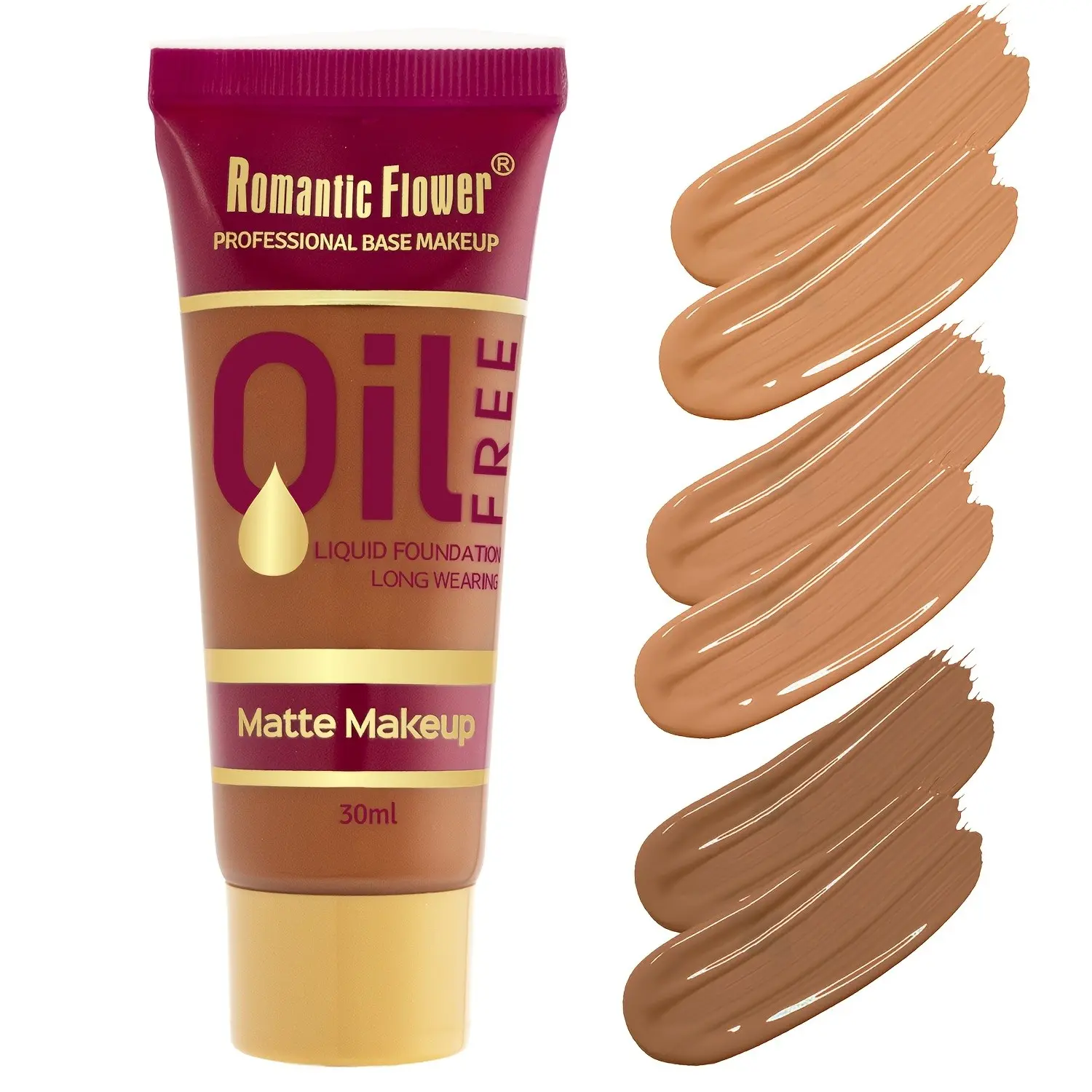 3 shades Matte Liquid Foundation, Long Wear Foundation, Liquid Base Makeup, Natural Long-Lasting Waterproof Full Coverage Lightweight feel oil-controlling Suitable for All Skin Tones