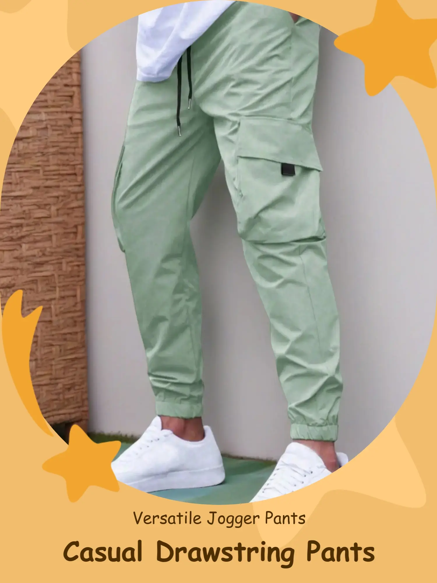 Must-have Cotton Cargo Joggers | Elastic Drawstring Waist for Running & Outdoor
