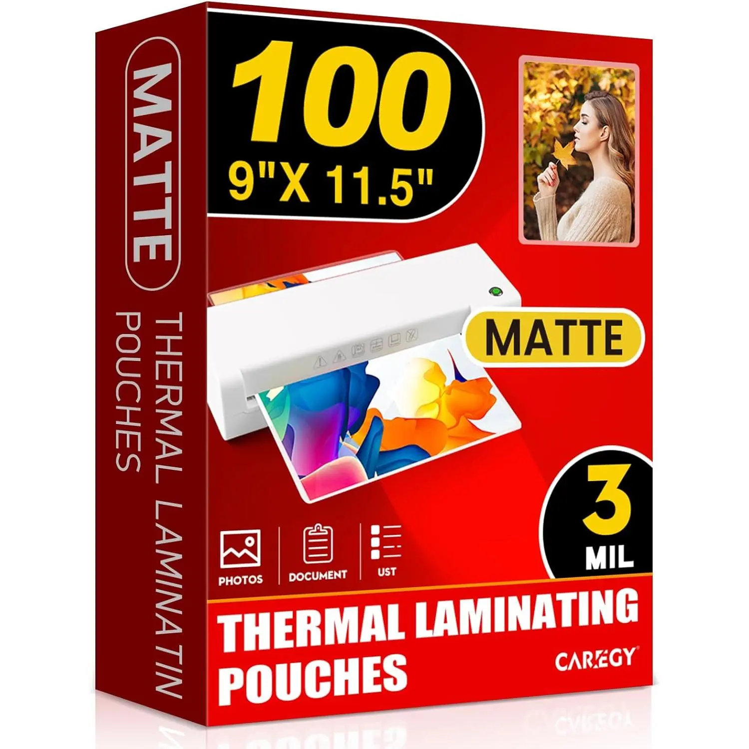 Thermal Matte Laminating Sheets - 50-Pack Synthetic Film, 9x11.5 in, 3 Mil Thick, Office Laminator Compatible Protective Sheets (Computers & Office Equipment)