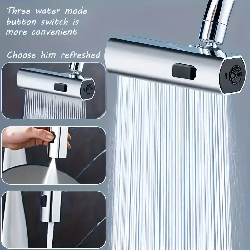 Kitchen Waterfall Three-mode Universal Swivel Extension Faucet Splash-proof Nozzle Sink Multi-function Faucet Sprayer Attachment