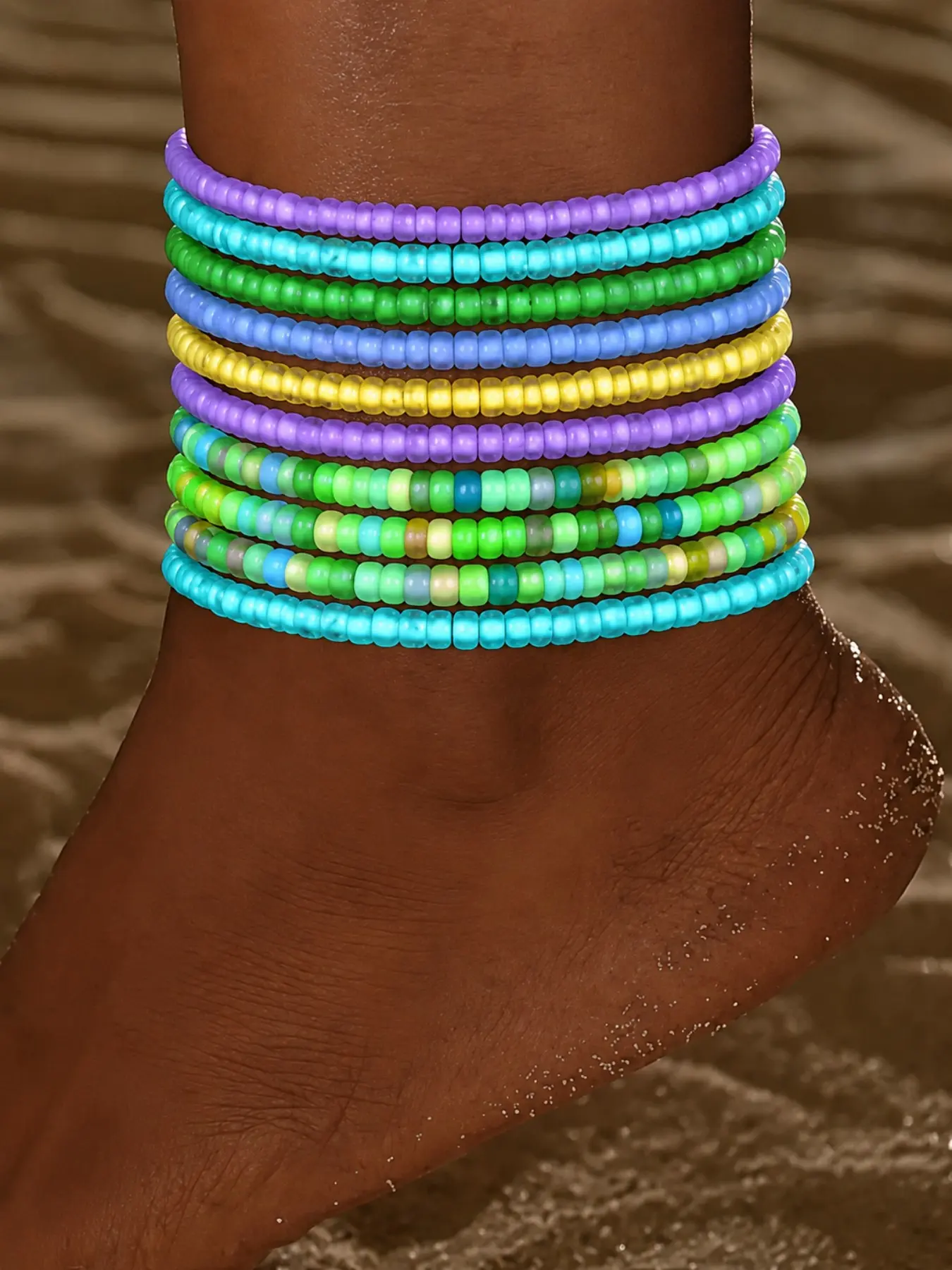 Random Beaded Luminous Anklet, 10pcs Boho Style Colorful Beaded Anklet for Women & Girls, Fashion Jewelry for Party, Daily Clothing Decor, Trendy Exquisite Jewelry for Gift, Trendy Jewellery Accessories, Fashionable Jewelry Accessories