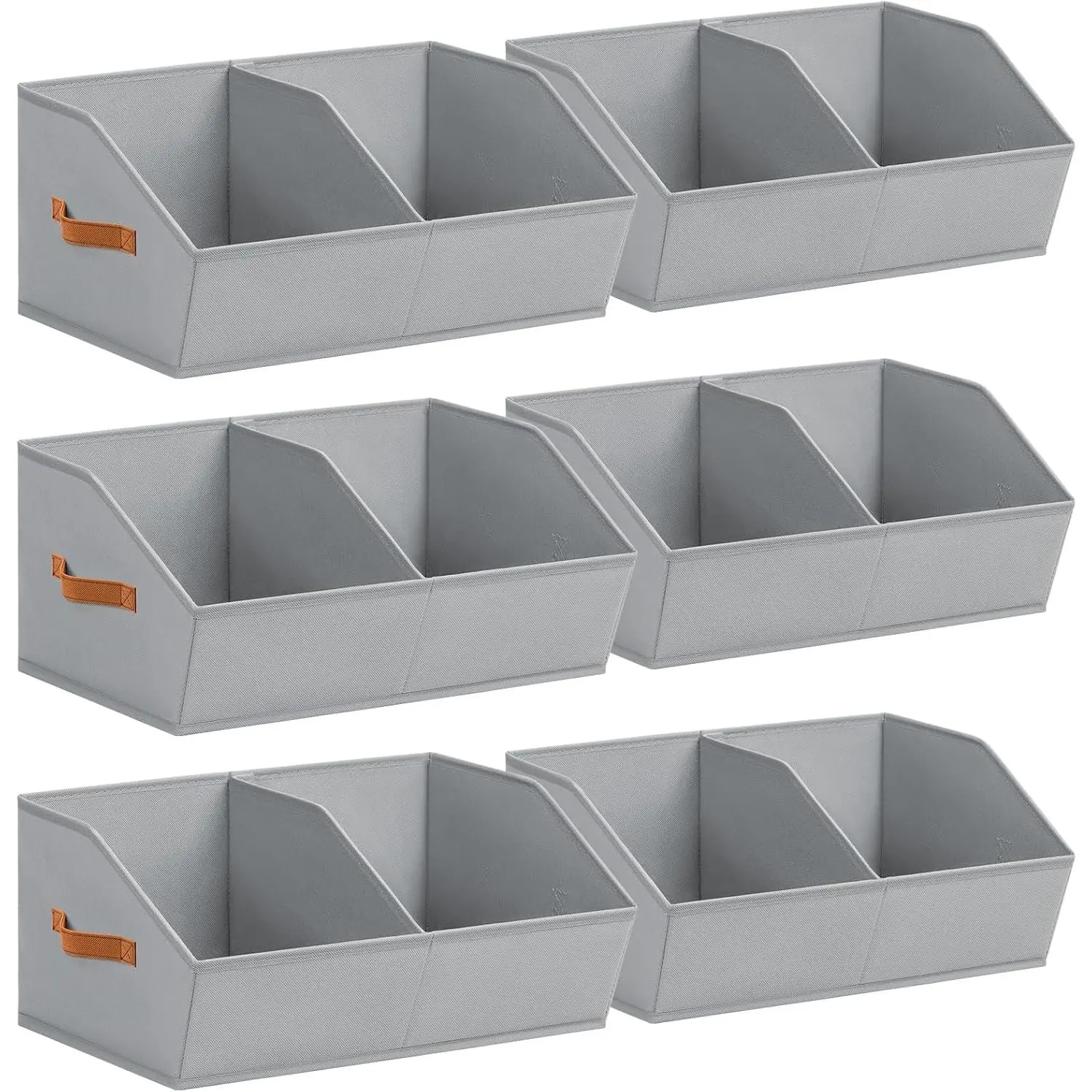 Closet Organizers and Storage Bins - 6 Pack Collapsible Divided Trapezoidal Cube Storage Bins Baskets For Organizing Clothes Blankets,Toys, Books, Towels(Light Grey)