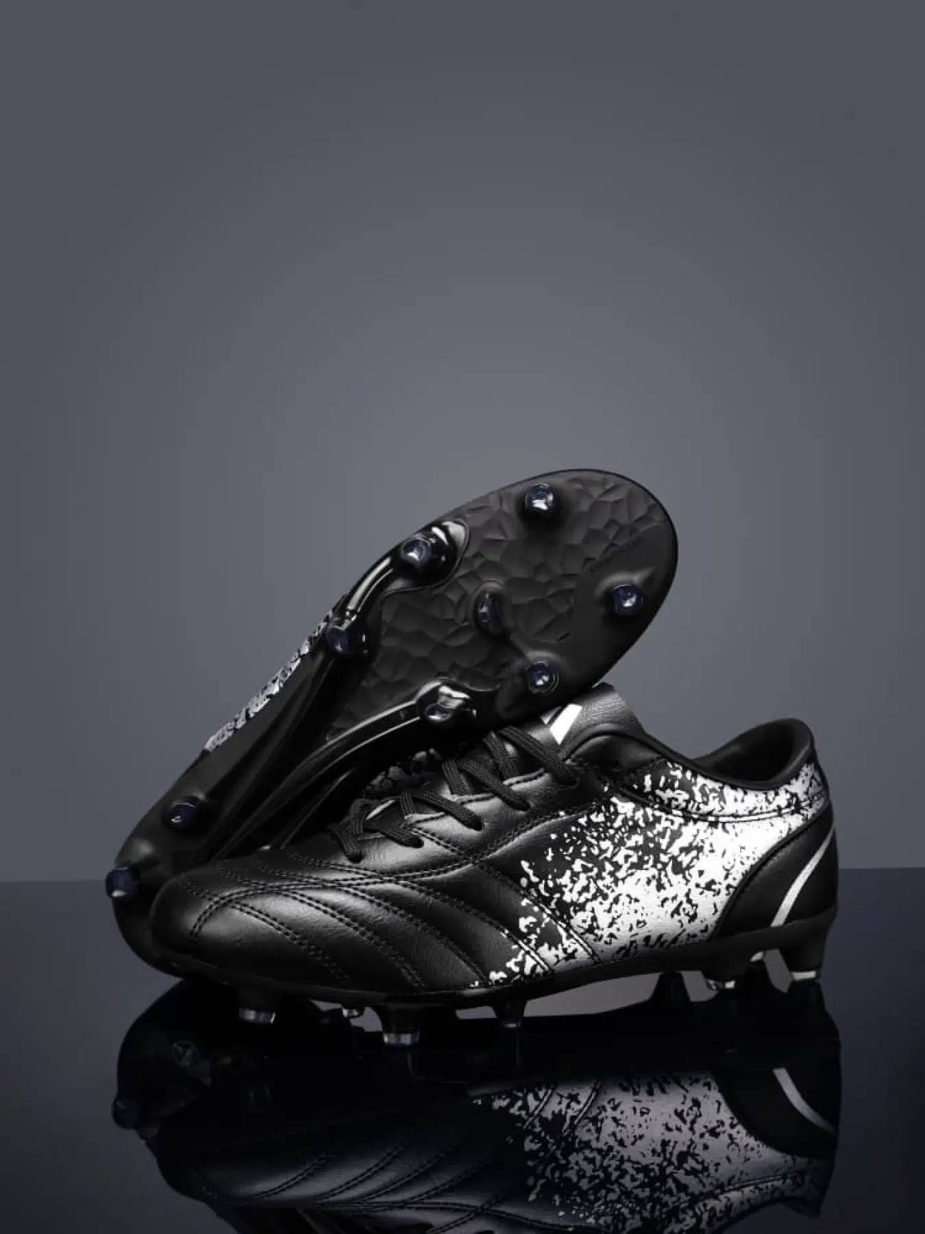 1 Pair Unisex AG Studded Soccer Cleats | Street Graffiti Style | Durable Leather Upper | Textured Anti-slip Studded Sole | Enhanced Ball Control Patterns | For Natural Grass, Matches & Intensive Training
