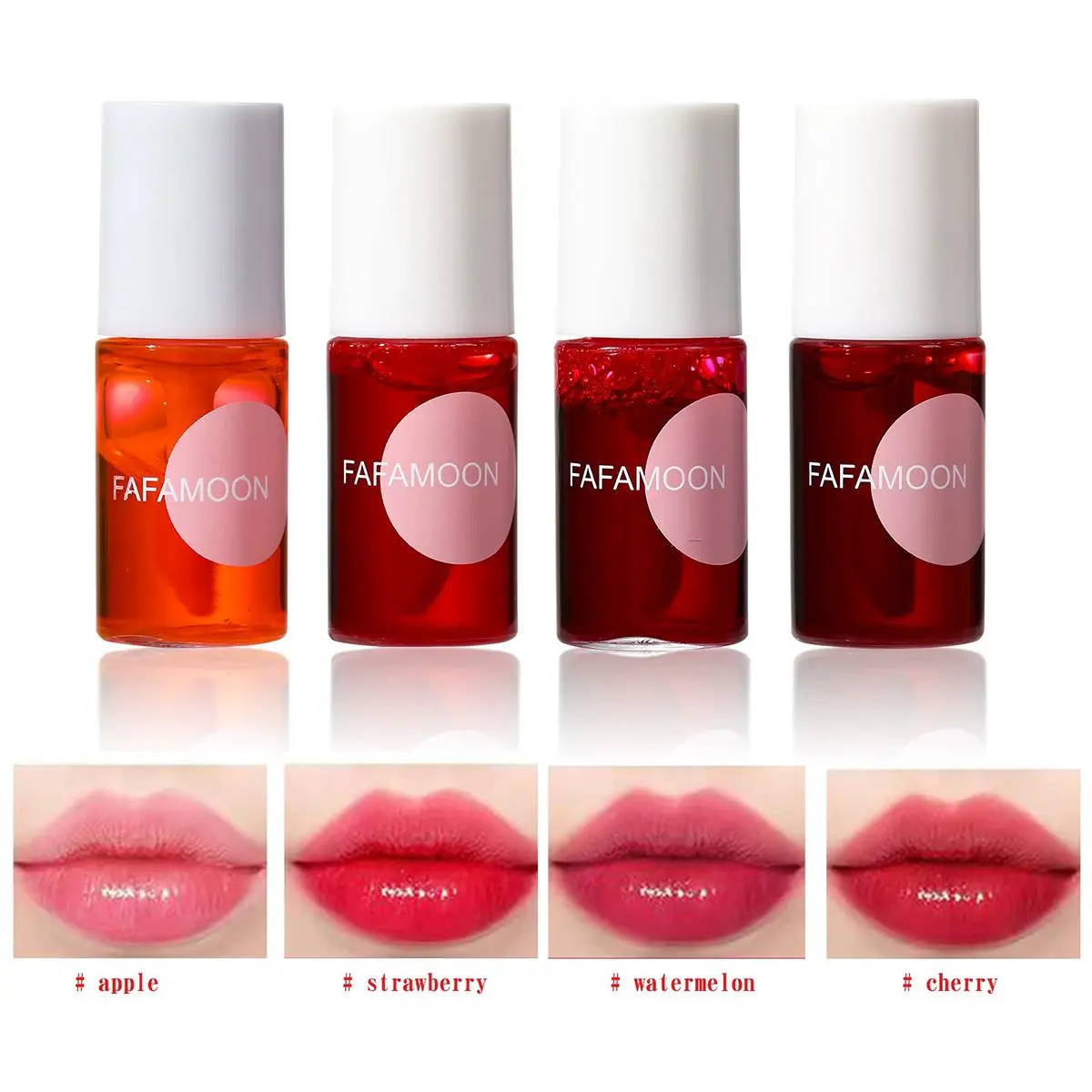 FAFAMOON Korean Lip Tint Stain Set – 4 Colors Waterproof Long Lasting Lip & Cheek Tint, Moisturizing Non-Sticky Plumping Gloss, Mini Portable Lipstick for Daily Makeup & Travel