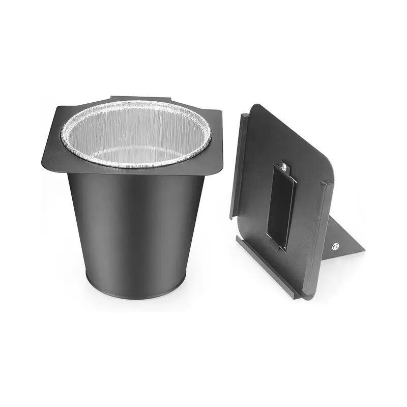 Universal Grease Bucket with Lid & 5 Foil Liners for Pellet Grills Smoker, Drip Bucket Replacement BBQ Grease Catcher Accessory