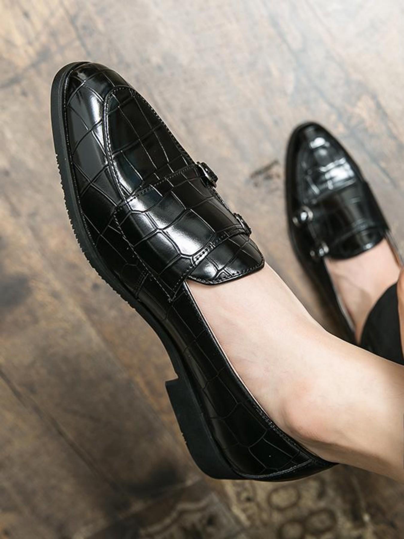 Men's Fashionable All-match Crocodile Embossed Slip on Dress Shoes, Casual Comfortable Loafers for Work Office, Fashion Shoes for Party, Daily Clothing Decor