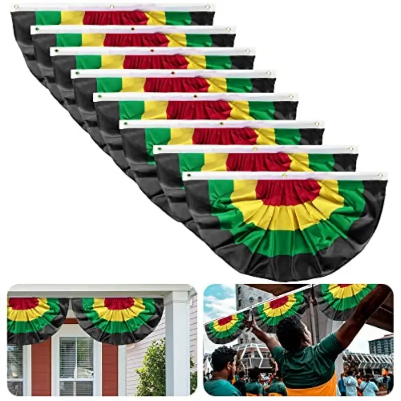 10-Piece Juneteenth Bunting Set, 3x1.5ft Crescent Flags, African American Theme, Party Decor, History Month, Office Decoration
