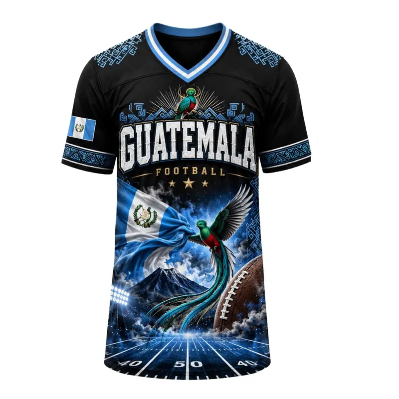 Guatemala National Team Hybrid Mesh Soccer Jersey - Sporty Jersey, V-Neck, Multi-Size Professional Football Wear for Guatemalan Pride, Soccer Mesh Jersey