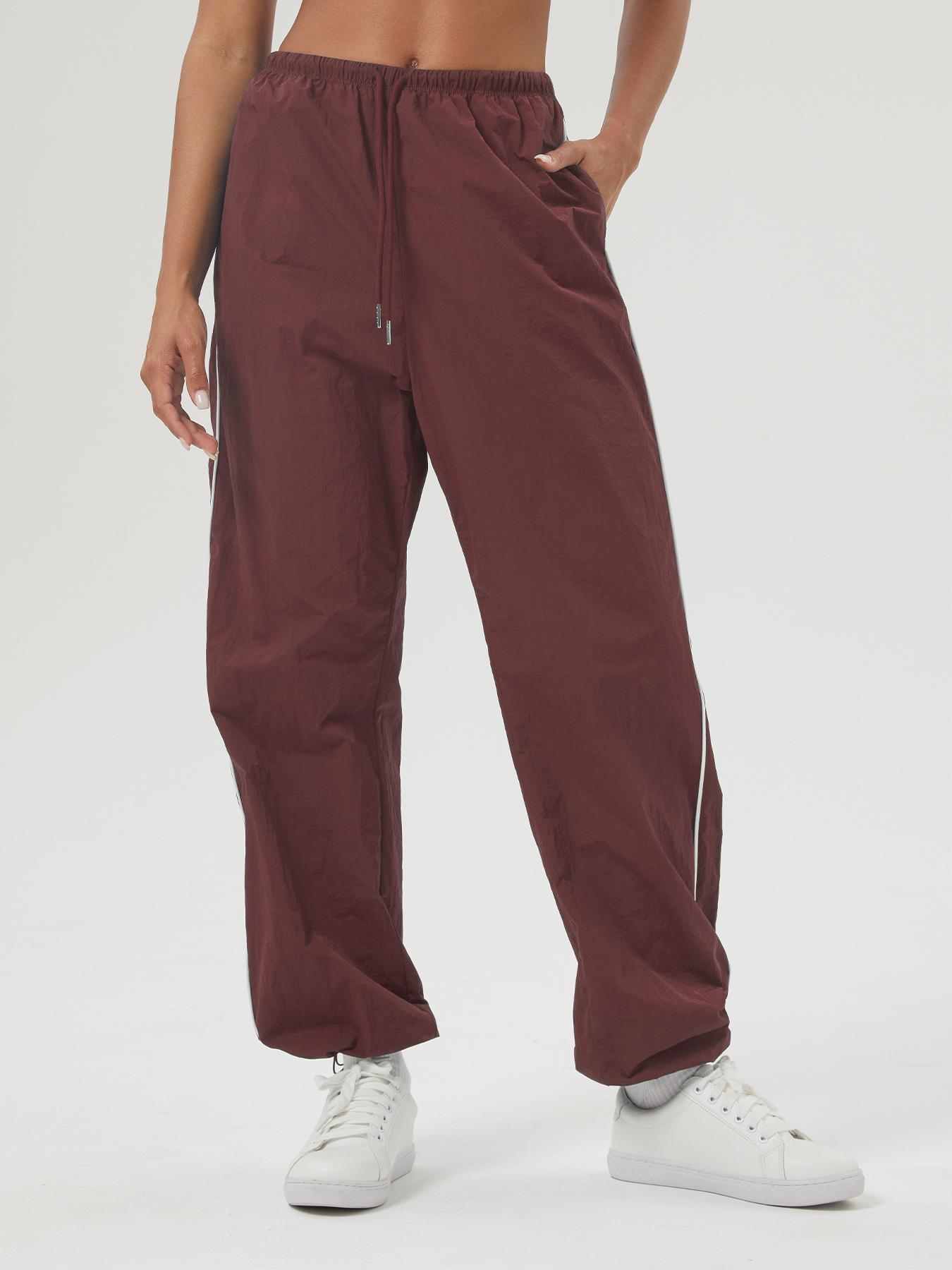 Women's Contrast Binding Drawstring Joggers, Casual Pocket Trousers for Fall & Winter, Women's Bottoms for Daily Wear