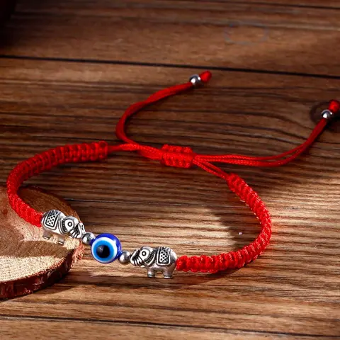 Eye & Elephant Design Braided Bracelet, Adjustable Stackable Slider Bangle for Women and Men, Ideal for Party and Birthday Gift, Adjustable Bracelets