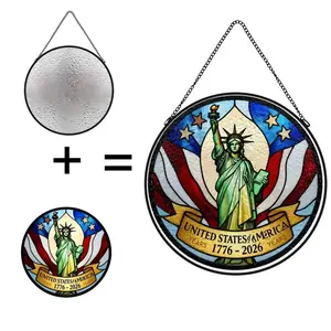 Vintage Statue Of Liberty Stained Glass Suncatcher · 1776-2026 USA 250th Anniversary Window Hanging · Patriotic Lady Liberty Rainbow Maker · Perfect Freedom Commemorative Gift