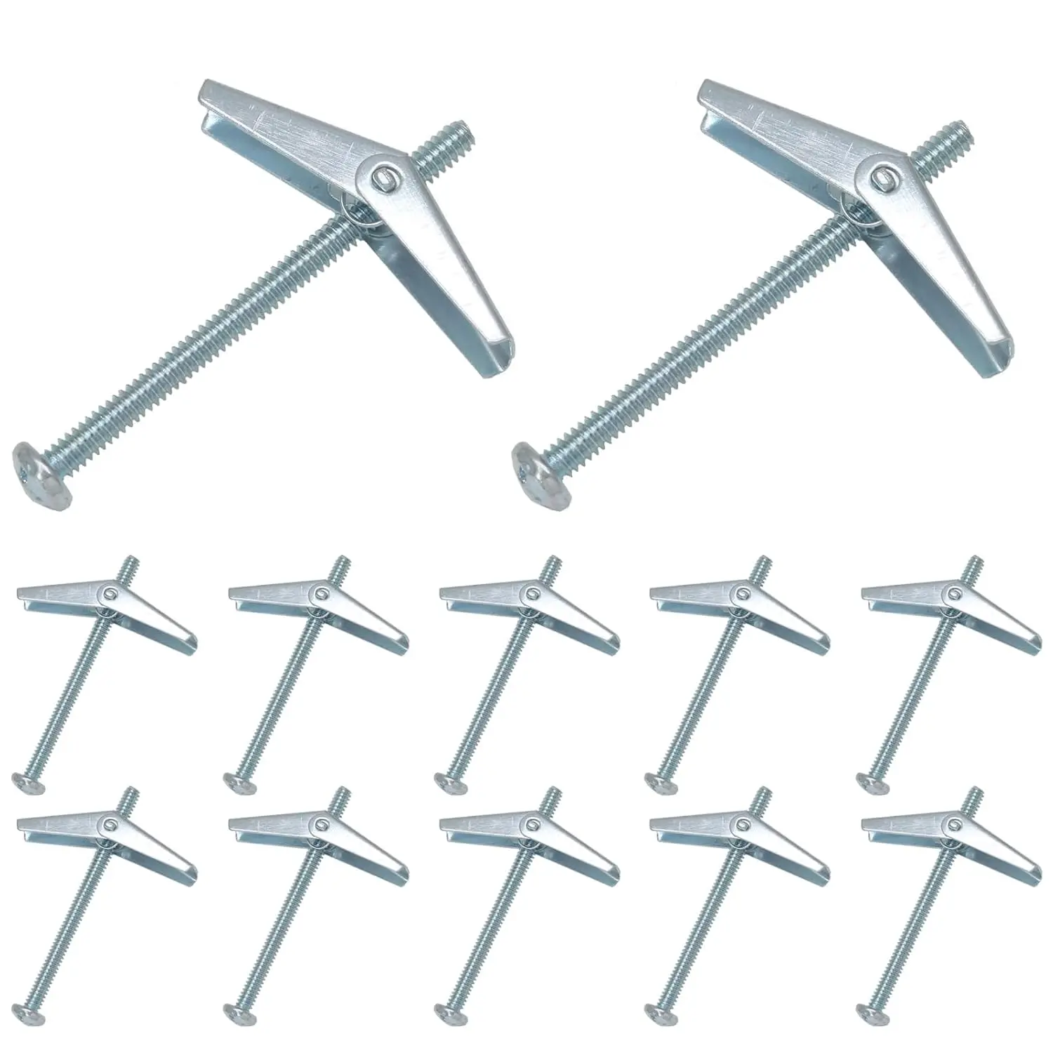 12 count 1/8 x 2 Inch Spring Toggle Bolt, Heavy Duty Drywall Anchors, Butterfly Anchors, Metal Toggle Bolt for  Heavy Items  Drywall