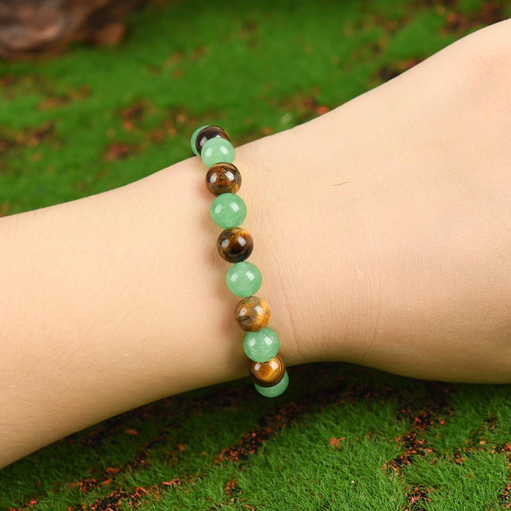 1pc Arpurraina Money Attraction Bracelet with Green Aventurine & Tiger Eye -    blue friendship bracelet beaded  jewelry protection bracelet encouragement gift fashion artificial bracelet  of  the  day Colorblock Beaded Crystal Bracelet