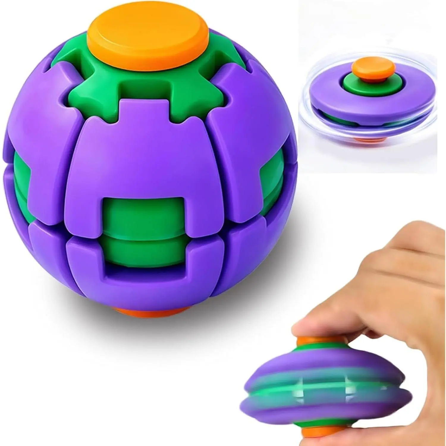3D Rotating Decompression Ball,pressingfingertipDecompression Rotating Ball Sensory Fidget Fun Toy for Adults Portable Desk Toy for Office, School Commuting, travel, stress relief, sensory toys, hyperactivity, autistic people, soothing tools