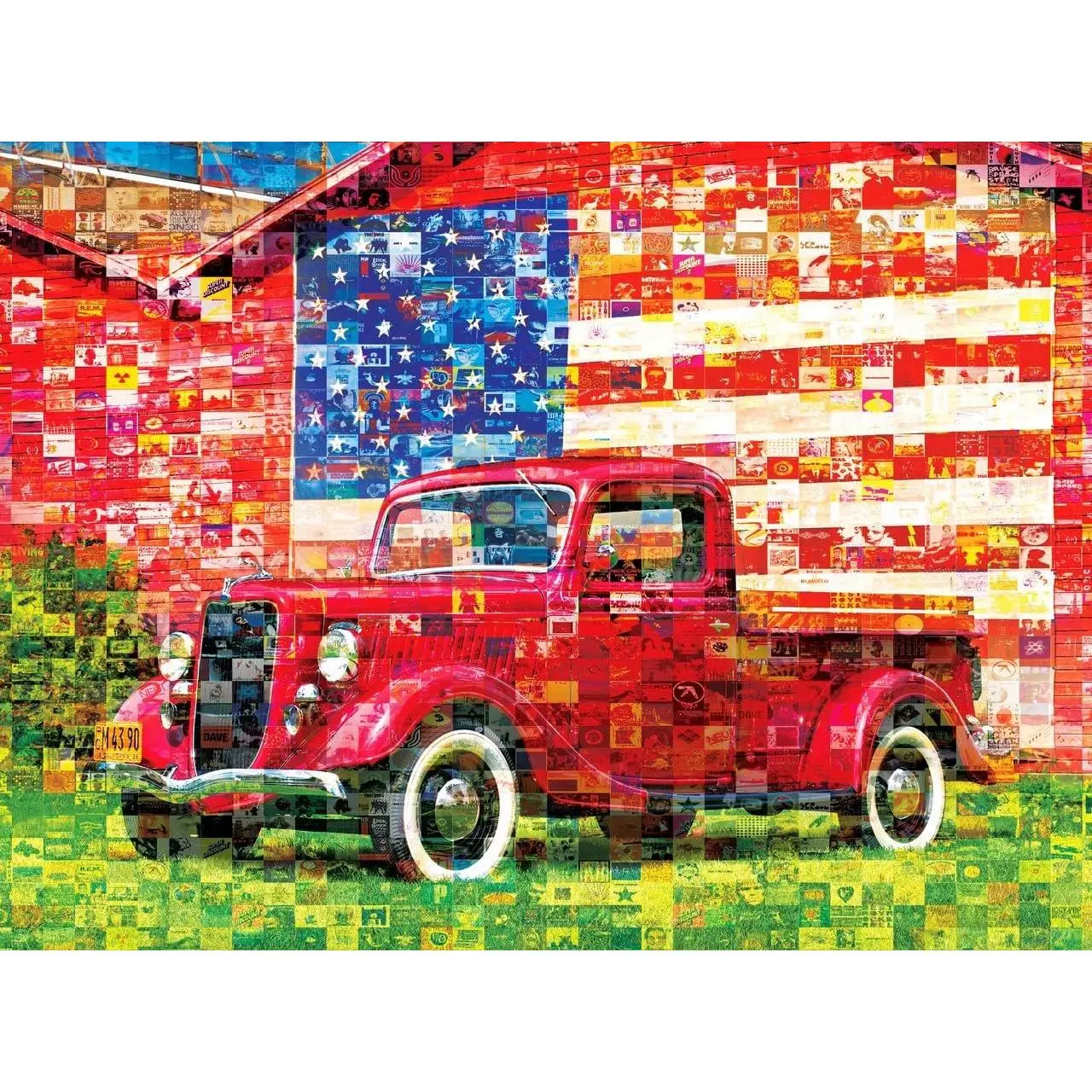 750-Piece Burr-Free American Pickup Truck Wooden Jigsaw Puzzle for Adults - Environmentally Friendly Wood, Dry Wipe Home Decor, Exquisite Gifts