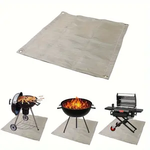 Flame-retardant BBQ mat: portable, heat-resistant, reusable fiberglass fire mat; fireproof cloth/fire pit mat for camping; anti-scald, flame-retardant ground mat; protective mat for outdoor grilling, picnics, decks, and patios.