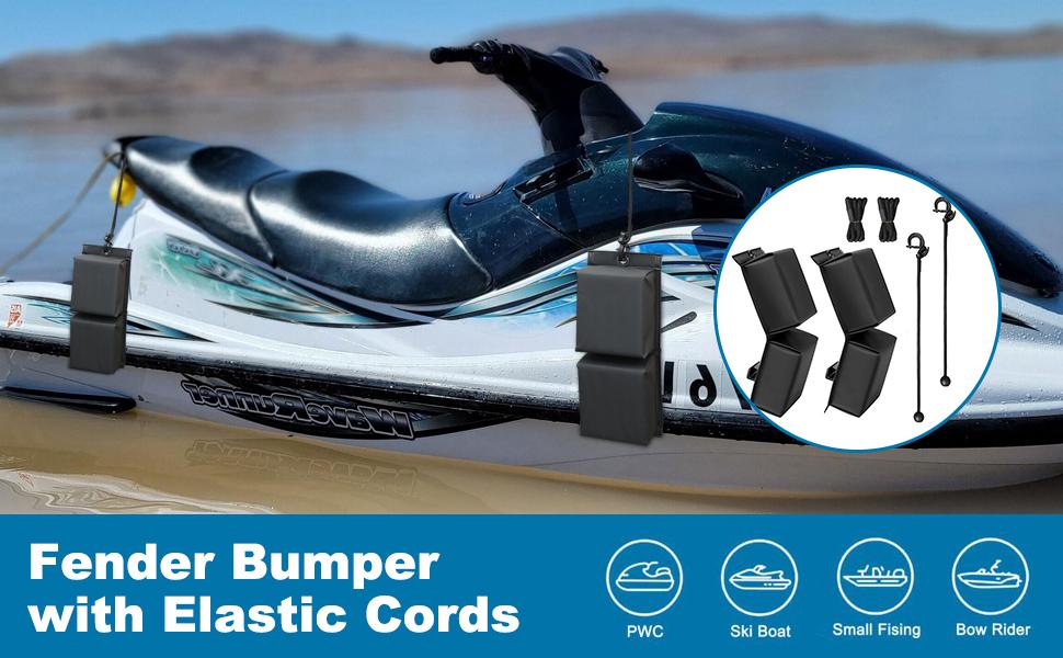 PWC Fender Bumper, Boat Fenders Bumpers with 2 Elastic Cords, 2 Boat Dock Rope, for Jet Ski Dock Fenders Boat Bumpers, 14x6x3.2inch